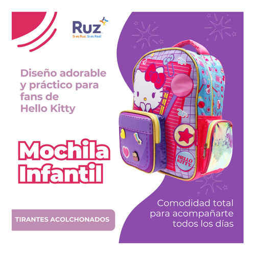 Mochila Kinder Infantil Sanrio Hello Kitty 11 L Rosa