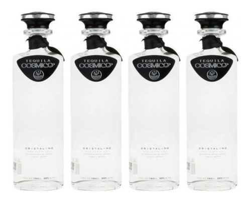 Pack De 4 Tequila Cosmico Añejo Cristalino 100% 750 Ml