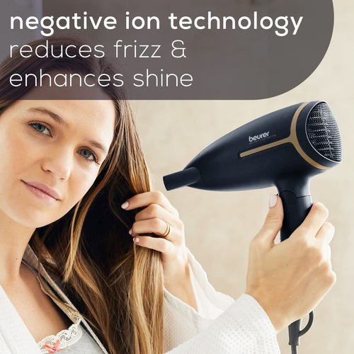 Secador De Pelo Beurer Hc25 Ionic 1600w Anti Frizz Travel Bl