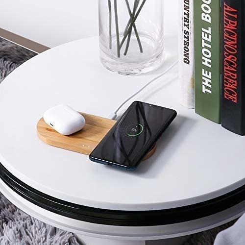 Imagen 8 de 8 de Veelink - Cargador Inalámbrico Doble De Bambú Para iPhone X,
