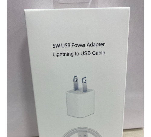 Cargador Cubo + Cable Compatible iPhone 5 Se 6 6+ 6s 7 8 5w Color Blanco