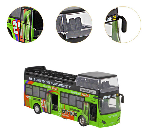 Toy De Autobús De Dos Pisos De Turismo Con Luces Y Verde
