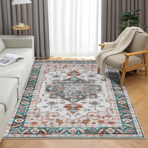 Alfombra Bohemia Grande Lavable Para Dormitorio, Sala De Est