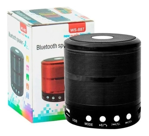 Caixinha Som Bluetooth Portátil Speaker Para Presente Ws887 Cor Preto Voltagem 110v