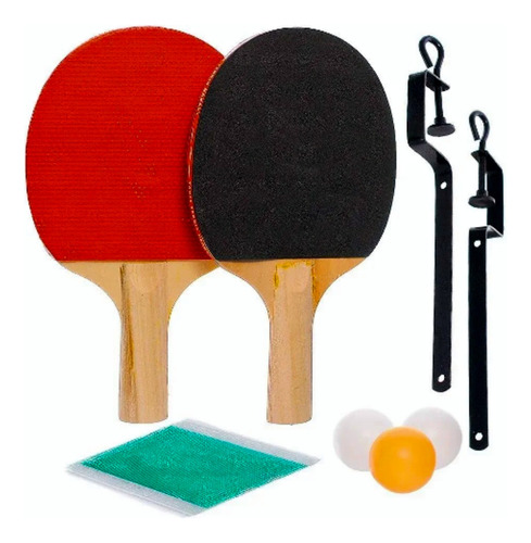 Kit Ping Pong Completo Com Duas Raquetes Bola Rede E Suporte