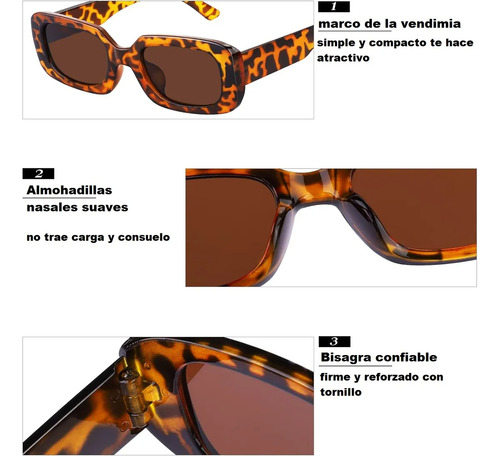 5 Piezas Gafas De Sol Rectangulares Estilo Vintage, Mayoreo Rectangular Varios Diferente Variado