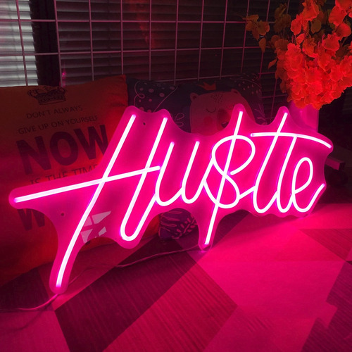 Letrero Neón Led Flex Hustle Money Con Control Atenuador Color Rosa