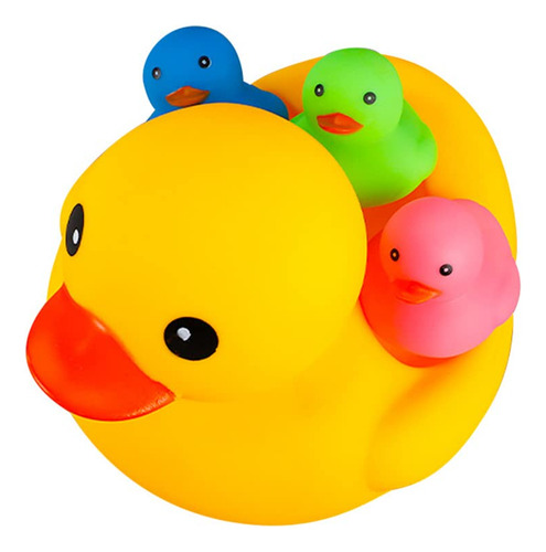 Juguetes De Pato De Baño, 4 Piezas De Patos Chirriantes Co. Color Familia De Fuentes Colorful Duck