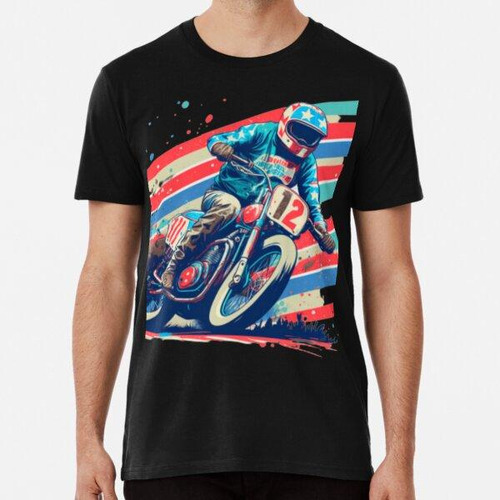 Remera Arte Vectorial De Piloto De Motos De Pista Plana Algo