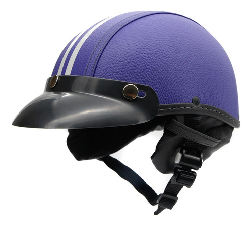 Capacete Coquinho Scooter Moto Elétrica Bike Couro Roxo