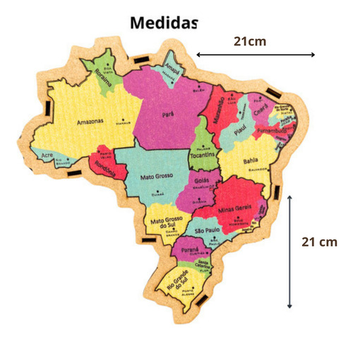 Mapa Brasil Brinquedo Quebra Cabeça Pedagógico 21x21cm