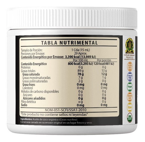 Imagen 2 de 2 de Wellthy Aceite De Coco Orgánico Sin Sabor Y Sin Olor 440ml