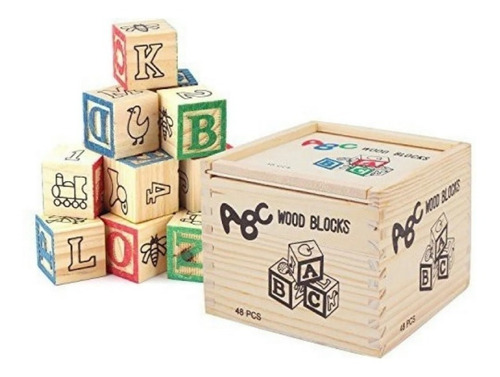 Cubo De Madera 27 Piezas Juguete Didáctico Letras Y Numero