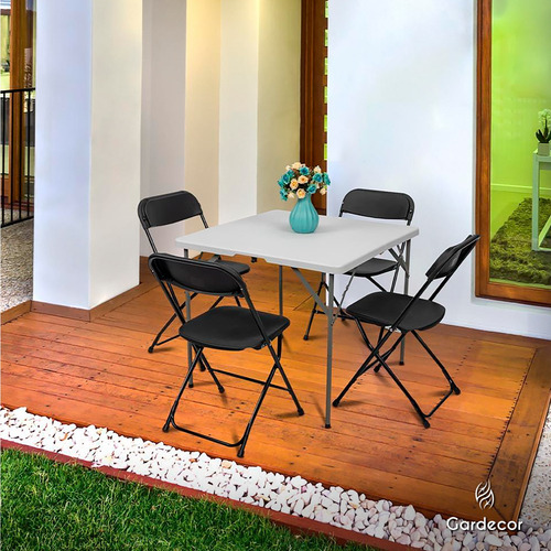 Set De 10 Sillas Plegables Para Eventos Color Negro Gardecor