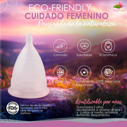Copa Menstrual Angelcup De Silicona Certificada Color Cristal Talla Chica Con Vaso Esterilizador Azul Y Jabón En Gel 40ml Cristal Chica + Vaso Azul + Gel Bolsillo Grande