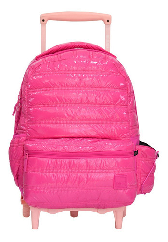 Mochila C/carro Influencer Nylon 3 Ruedas Escolar Fucsia