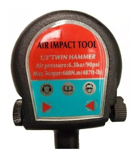 Imagen 3 de 3 de Pistola/llave De Impacto Neumática 1/2 Trabajo Pesado 720 L