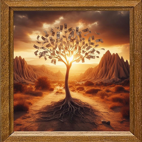 Cuadro De Arte Digital Árbol Del Dinero 50x50cm Pieza Única