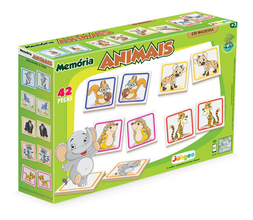 Jogo Memória Animais Brinquedo Educativo Infantil Junges