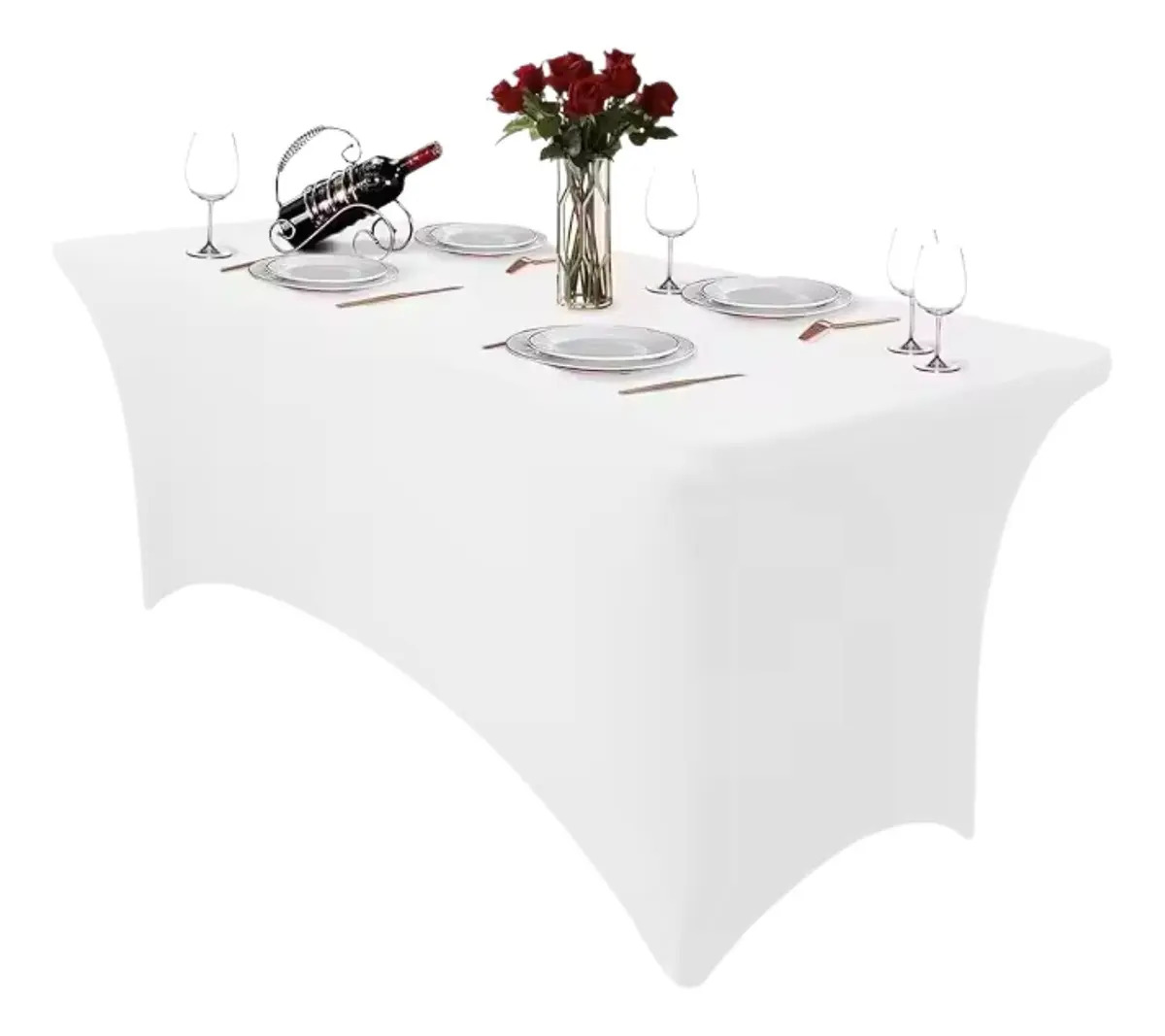 Mantel Rectangular Spandex 180x75 Cm Poliéster Telotenemos Color Blanco Liso