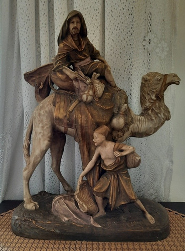 B Antigo- Estatueta De Beduíno A Camelo Porcelana Royal Dux (Usado)