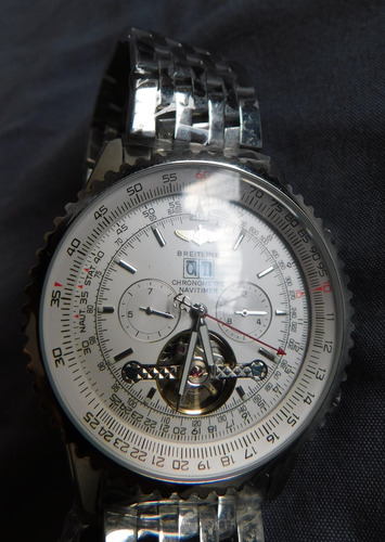 #relógio Suíço Incabloc Breitling Eta Safira Novo Automático Prateado Prateado Branco