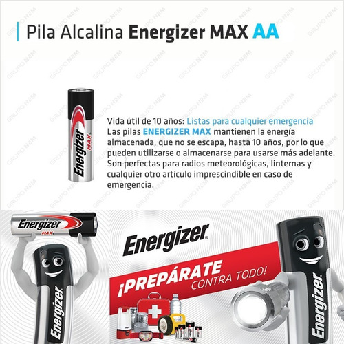 Imagen 2 de 10 de Pilas Aa Energizer Max Alcalina Pack 4 Unidades