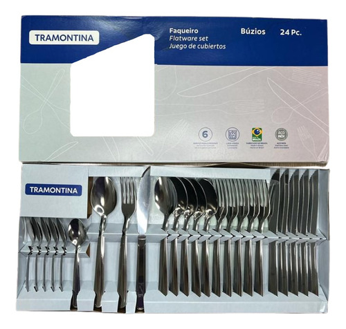 Juego De Cubiertos Acero Inoxidable 24 Pzs Color Gris