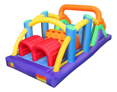 Castillo Inflable De Obstáculos Con Área De Rebote Y Soplado