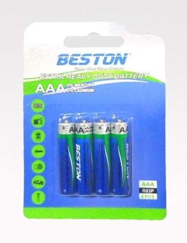 Pilas Triple Aaa Beston 1.5v Pack X4 Unidades Heavy Duty