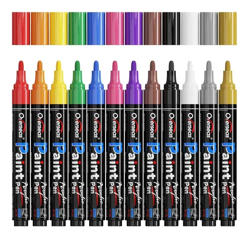 Marcadores Acrílicos 12 Colores Punta Media Permanente