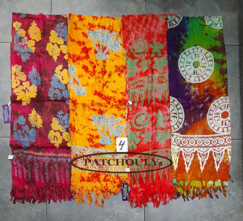 Imagen 5 de 6 de Pareo Playero Hindú Con Flecos Viscosa Batik Tie Dye Video