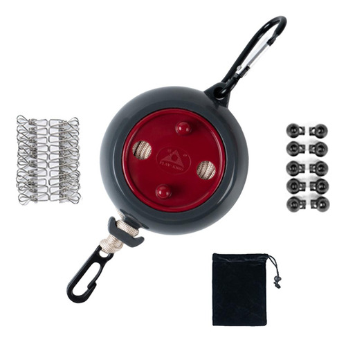 Tendedero Para Acampar Sin Taladro Cuerda Rojo 8m Con Bolsa
