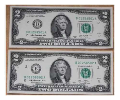 Billetes Mundiales Estados Unidos 2 De Dos Dolares 2013 2 Do