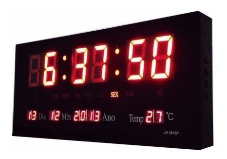 Imagem 3 de 9 de Relógio De Parede Led Digital Termômetro - Para Escritórios