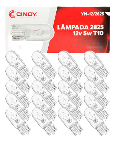 Kit 20 Lâmpadas Pingo Esmagada T10 Pingão Comum Halógena
