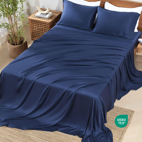 Conjunto De 4 Piezas De Sábanas Queen Size De Fibra De