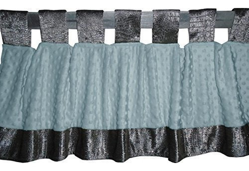 Baby Doll Bedding Croco Minky Window Valance, Gris / Azul