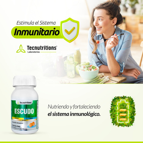 Suplemento Escudo Tecnu® Sistema Inmune Aumenta Defensas Sabor Sin sabor