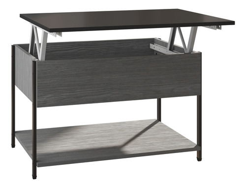 Playcon Mesa Elevable De Centro/mesa Auxiliar/ Desayunador Color Grafito Touch Negro Liso