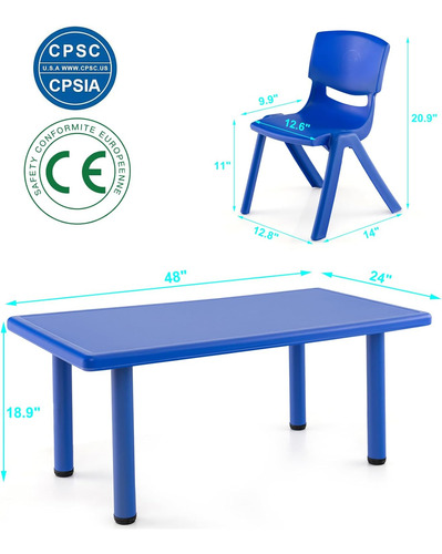 Juego De Mesa Y 4 Sillas Para Niños De 48 Pulgadas De Largo