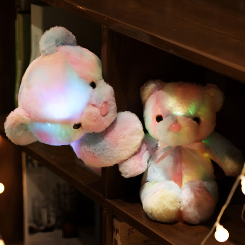 Nueva muñeca colorida para niños, arcoíris, oso de peluche LED, color, postura de pie