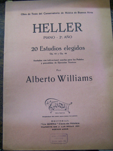 Imagen 1 de 2 de Heller * 20 Estudios Elegidos * Alberto Williams * La Quena 