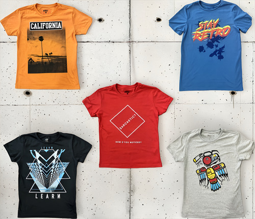 Set 5 Playeras Estampadas Hombre Casual Tallas Xs-xl