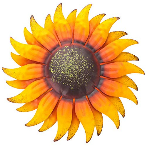 Cuadro Flor De Metal Decoracion Pared - Girasol Amarillo