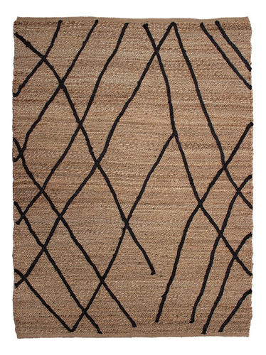 Tapete Decorativo Yute Dib Hessian 160x230 Cm Modelo Lines Ancho 160 Cm Color Marrón Claro Diseño De La Tela Lines Black Largo 230 Cm