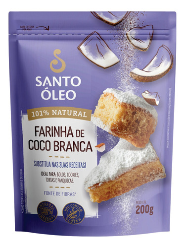 Farinha De Coco Branca Natural S/ Gluten 200g Santo Óleo