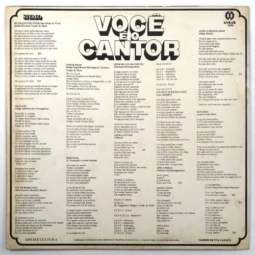 Vinil Lp - Voce É O Cantor Karaoke Gengis Khan Noturno Vol 1