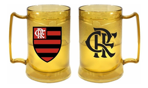 Caneca Copo Gel Flamengo Dourada 400ml Oficial