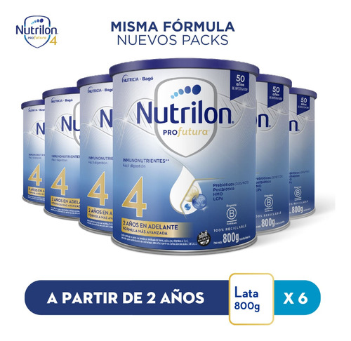 Nutrilon Profutura 4 Leche En Polvo 800 Gr Combo X 6 Latas